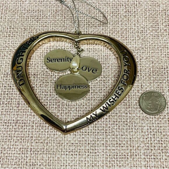 Daughter Silver Heart Wishes Affirmation Ornament - Picture 1 of 2